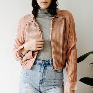 Free people pink button down blouse